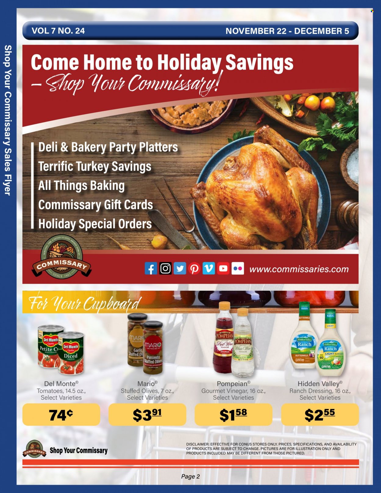 thumbnail - Commissary Flyer - 11/22/2021 - 12/05/2021 - Sales products - garlic, buttermilk, ranch dressing, olives, dressing, vinegar. Page 2.