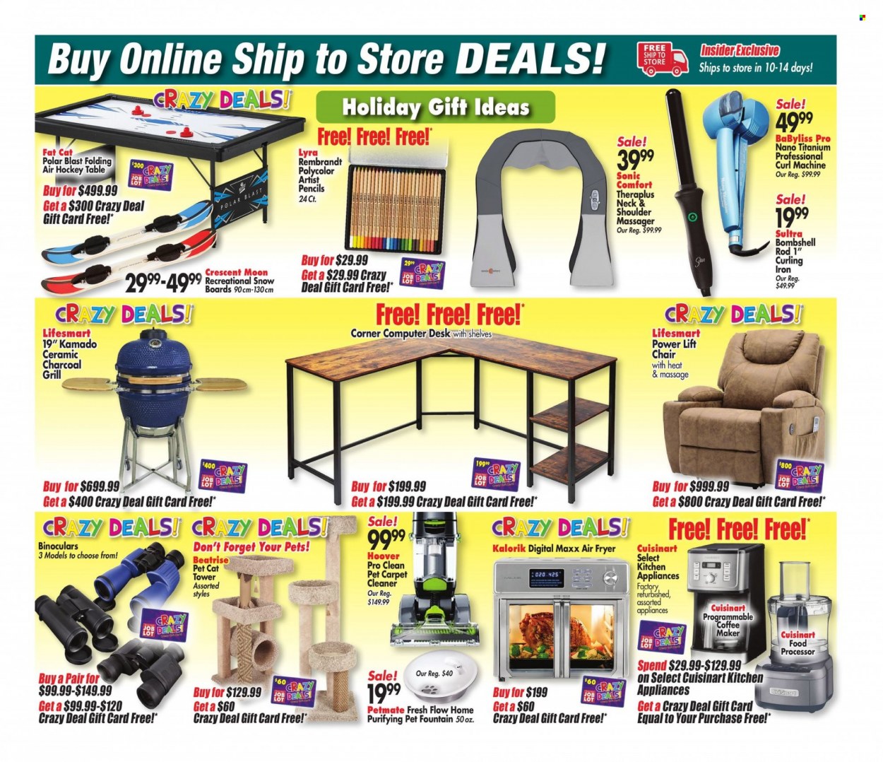 thumbnail - Ocean State Job Lot Flyer - 11/25/2021 - 12/01/2021 - Sales products - cleaner, Cuisinart, pencil, coffee machine, air fryer, food processor, iron, massager, Babyliss, curling iron, binoculars, air hockey table, hockey table, table, grill. Page 8.
