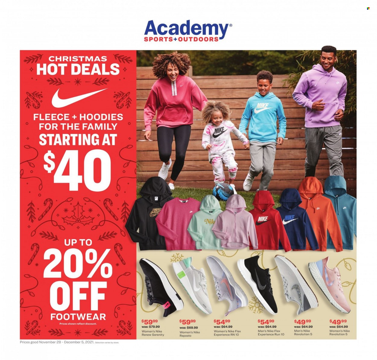 thumbnail - Academy Sports + Outdoors Flyer - 11/28/2021 - 12/05/2021 - Sales products - Nike, hoodie. Page 1.