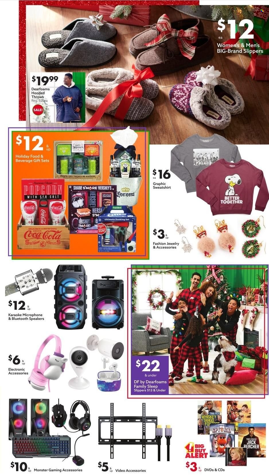 thumbnail - Big Lots Flyer - 11/27/2021 - 12/04/2021 - Sales products - slippers, Hershey's, popcorn, salt, Coca-Cola, Monster, whiskey, whisky, speaker, microphone, sweatshirt, jewelry. Page 6.