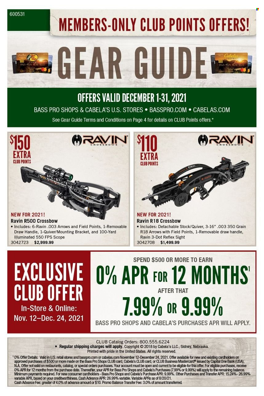 thumbnail - Bass Pro Shops Flyer - 12/01/2021 - 12/31/2021 - Sales products - scope. Page 1.