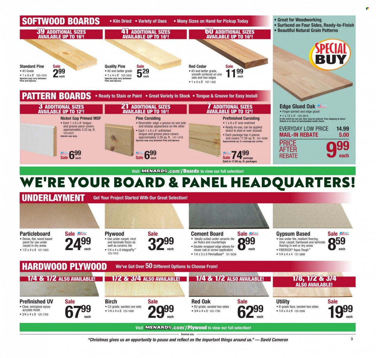 thumbnail - Menards Flyer - 11/30/2021 - 12/12/2021 - Sales products - shiplap, paint, flooring, laminate floor, carpet, plywood. Page 3.