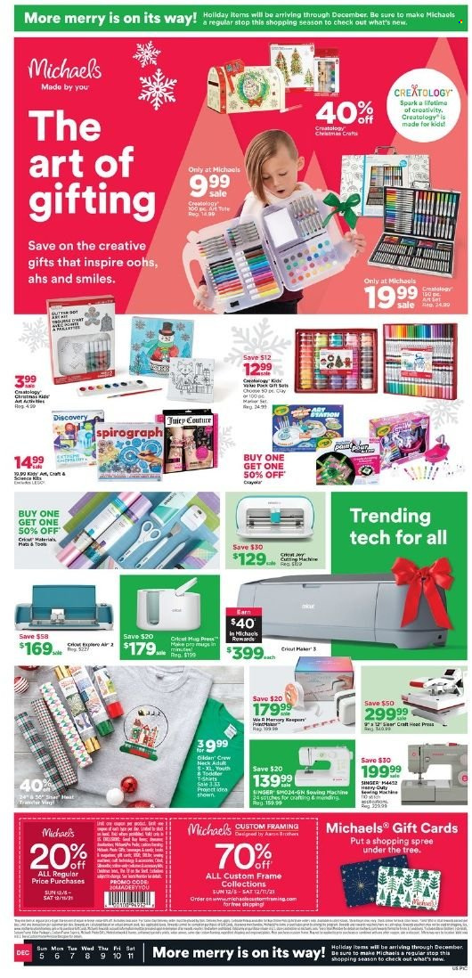 thumbnail - Michaels Flyer - 12/05/2021 - 12/11/2021 - Sales products - spirograph, tote. Page 1.