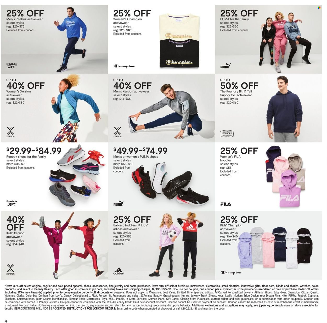 thumbnail - JCPenney Flyer - 12/09/2021 - 12/16/2021 - Sales products - Adidas, Columbia, Fila, Reebok, shoes, Puma, Nike, Skechers, athletic shoes, Disney, mattress, Levi's, hoodie, watch, jewelry. Page 5.