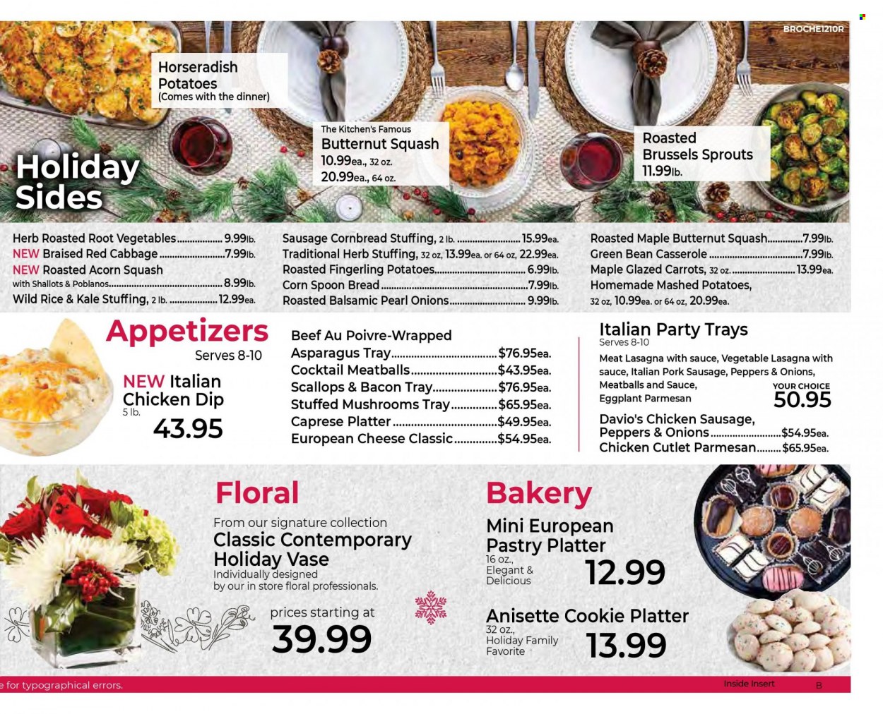 thumbnail - Roche Bros. Flyer - 12/10/2021 - 12/16/2021 - Sales products - bread, corn bread, shallots, horseradish, peppers, scallops, mashed potatoes, meatballs, lasagna meal, bacon, sausage, pork sausage, chicken sausage, cheese, rice, herbs, Anisette, butternut squash. Page 13.
