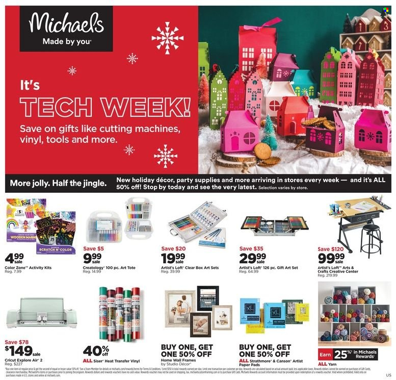 thumbnail - Michaels Flyer - 12/12/2021 - 12/18/2021 - Sales products - paper, sketch pad, tote. Page 1.