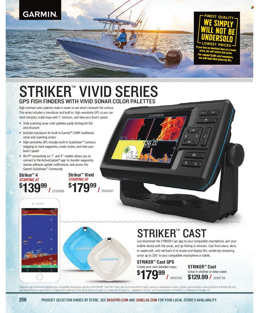 thumbnail - Bass Pro Shops Flyer - Sales products - Garmin, sonar. Page 256.