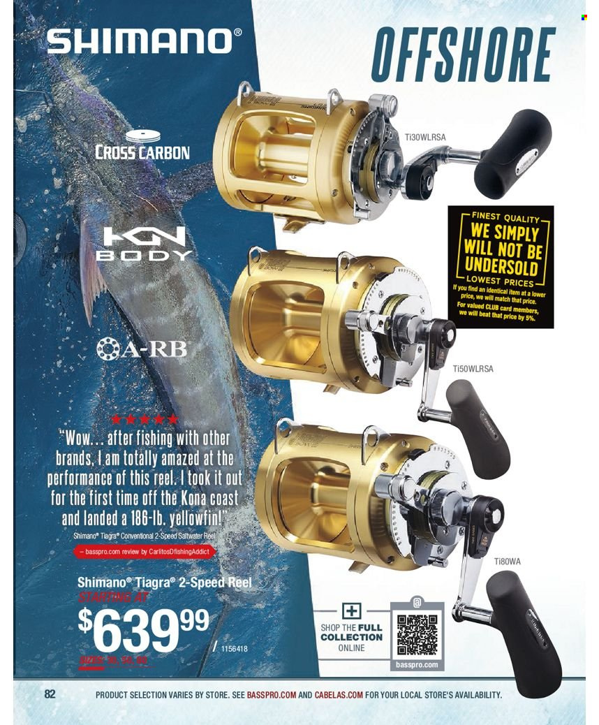 thumbnail - Cabela's Flyer - Sales products - Shimano, reel, fishing rod. Page 82.