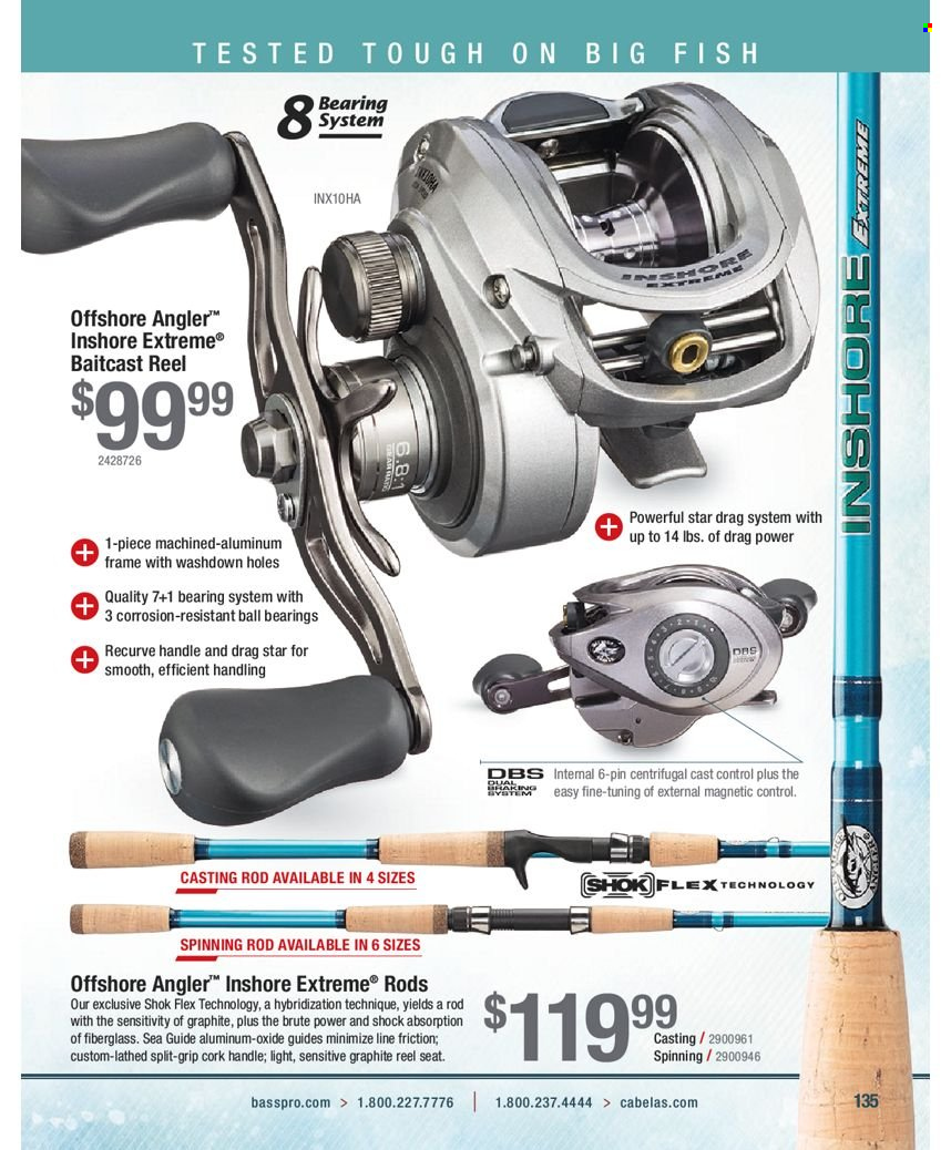 thumbnail - Cabela's Flyer - Sales products - baitcast reel, reel. Page 135.
