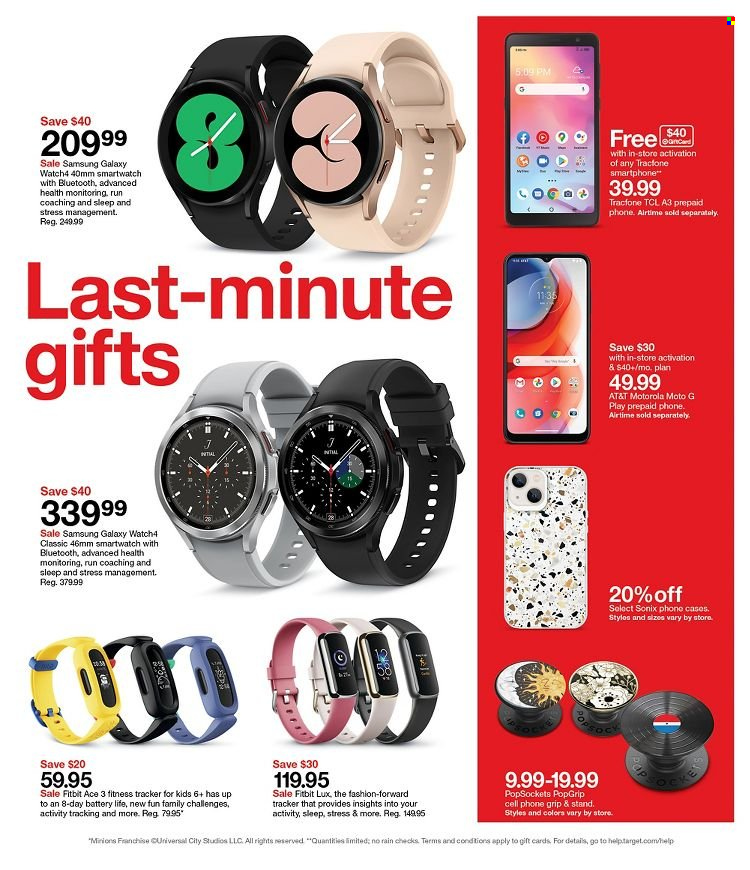 thumbnail - Target Flyer - 12/19/2021 - 12/25/2021 - Sales products - Samsung Galaxy, Lux, Motorola, Samsung, TCL, phone, cell phone, smartphone, Fitbit, smart watch. Page 29.
