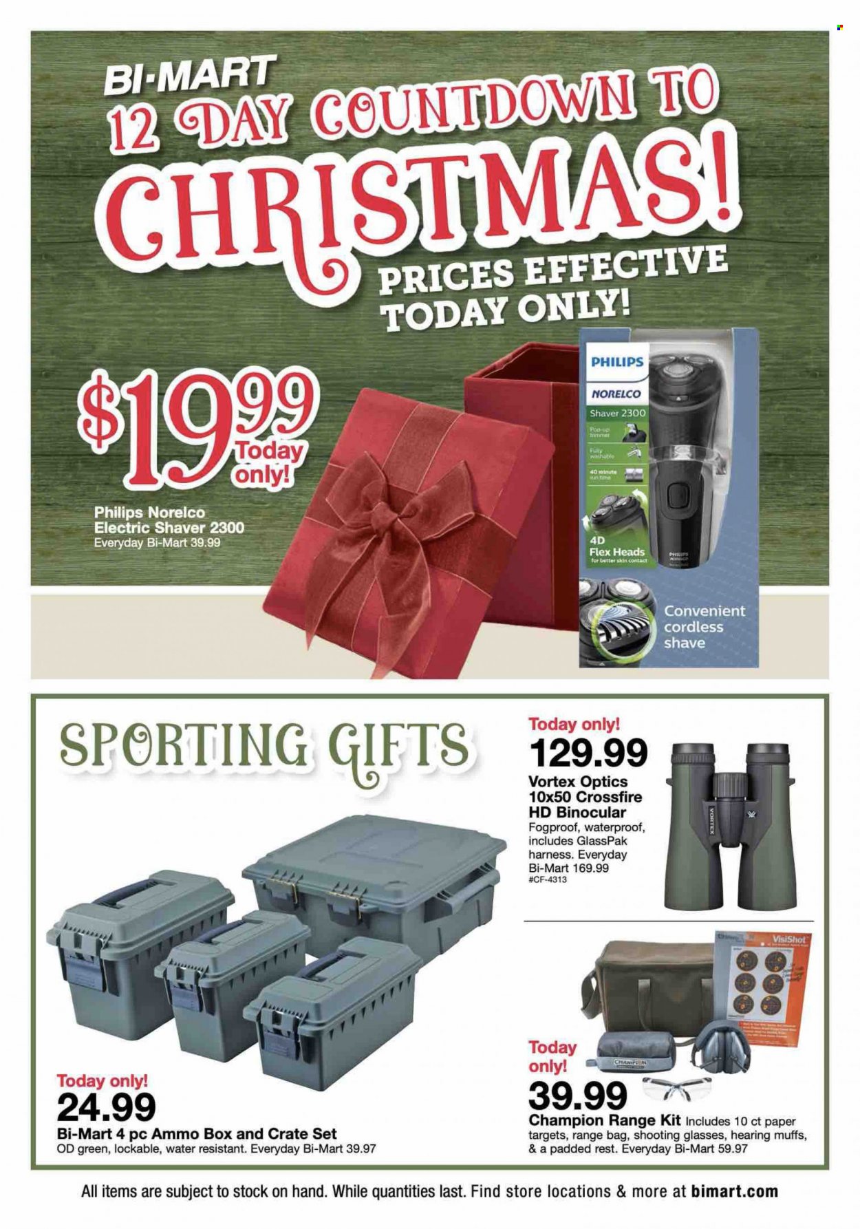 thumbnail - Bi-Mart Flyer - 12/17/2021 - 12/17/2021 - Sales products - Philips, shaver, paper, Norelco. Page 1.