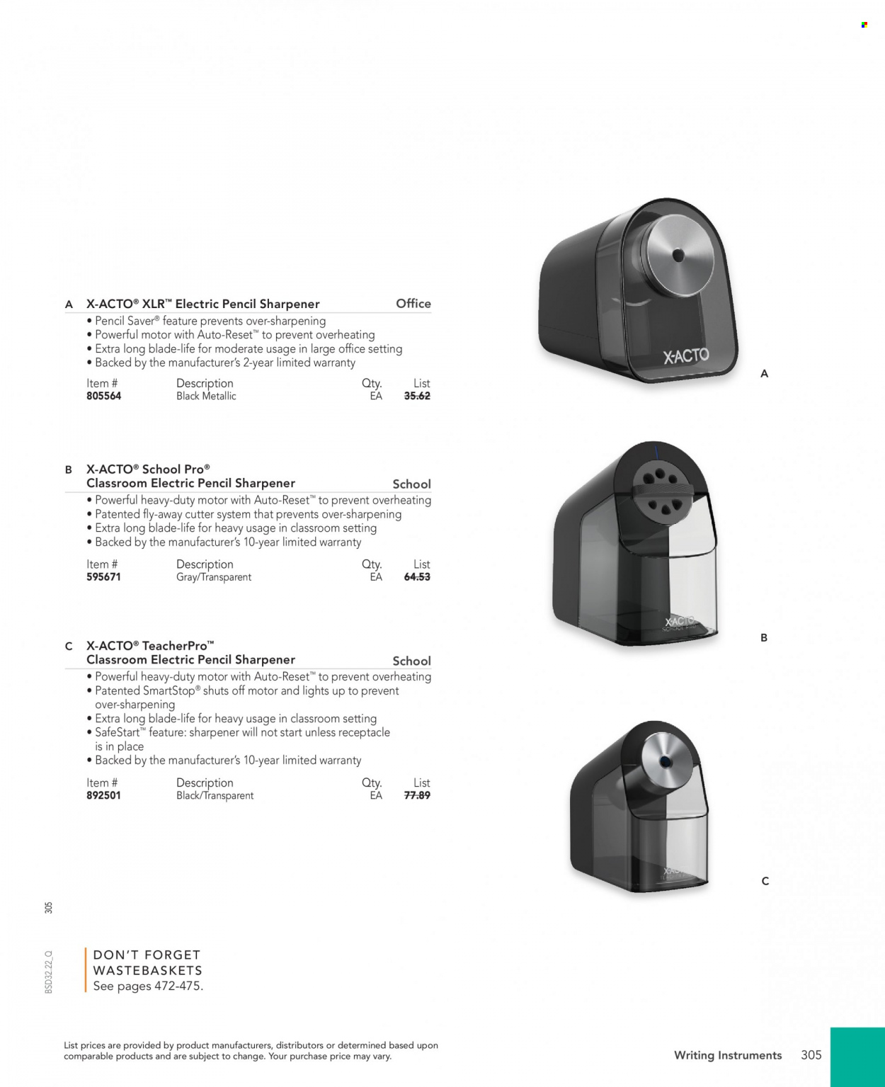 thumbnail - Office DEPOT Flyer - Sales products - sharpener, deco strips, cutter. Page 305.