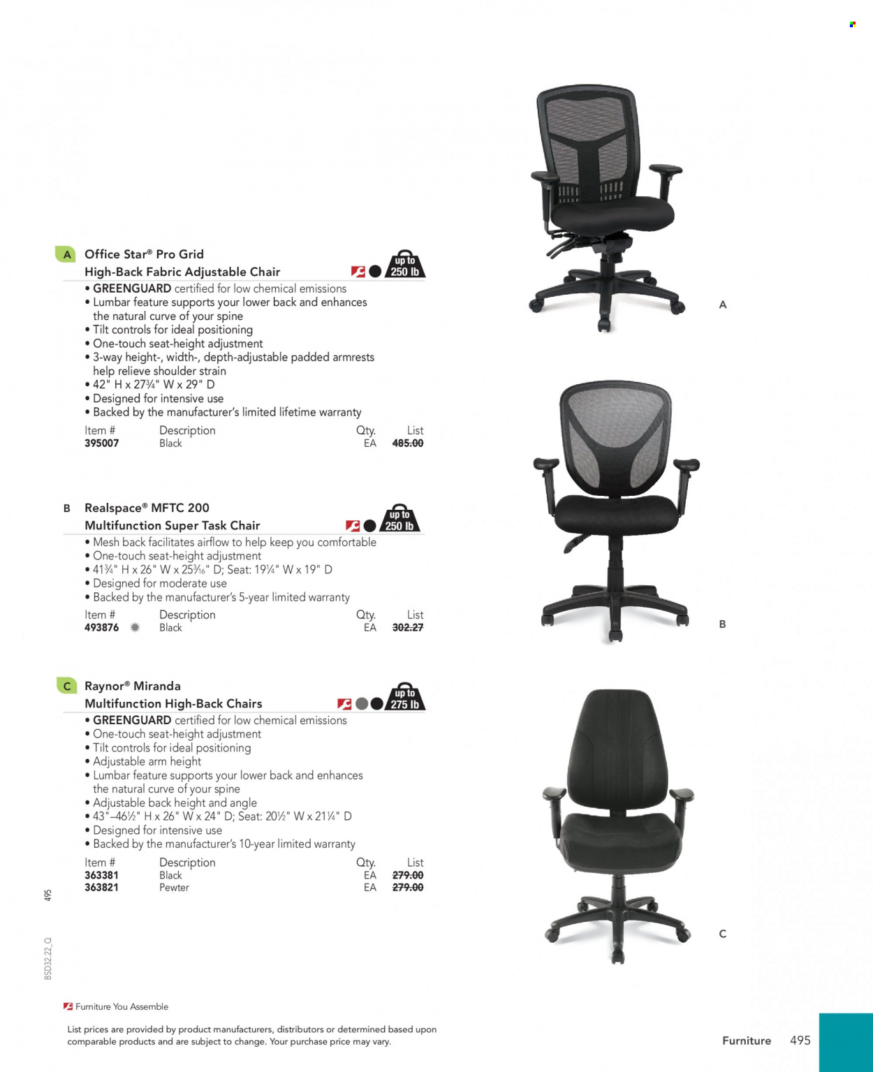 thumbnail - Office DEPOT Flyer - Sales products - task chair, chair. Page 495.