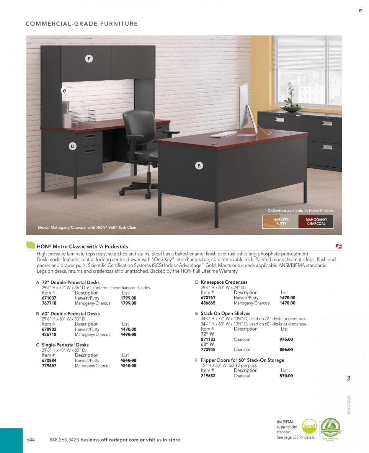 thumbnail - Office DEPOT Flyer - Sales products - desk, task chair, chair. Page 544.