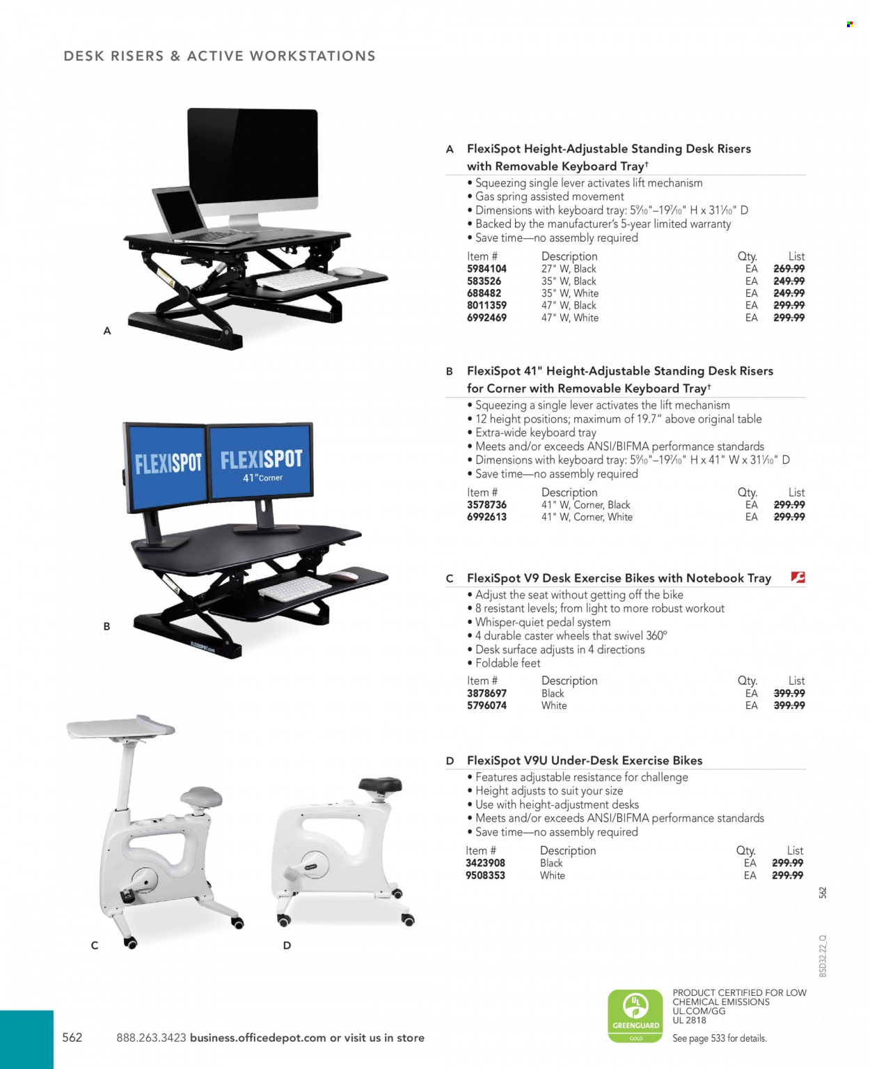 thumbnail - Office DEPOT Flyer - Sales products - keyboard, table, standing desk, desk. Page 562.