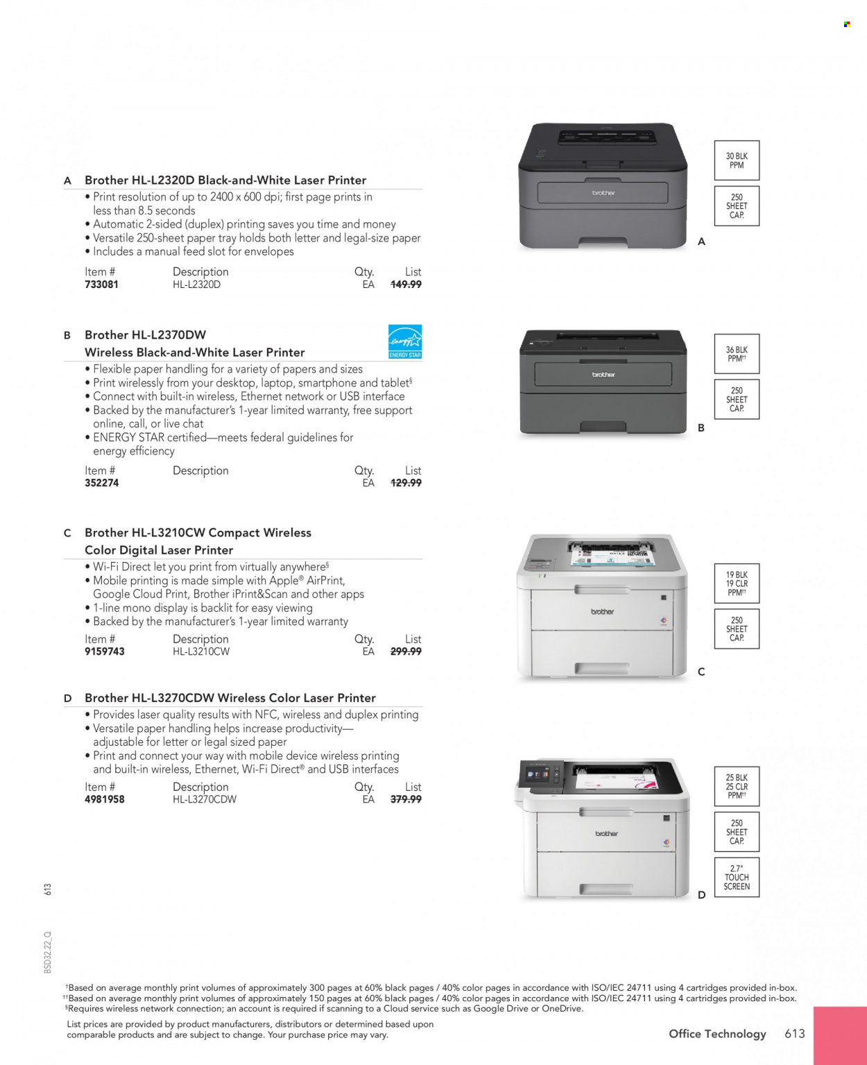 thumbnail - Office DEPOT Flyer - Sales products - Apple, Brother, envelope, laptop, laser printer, printer. Page 613.