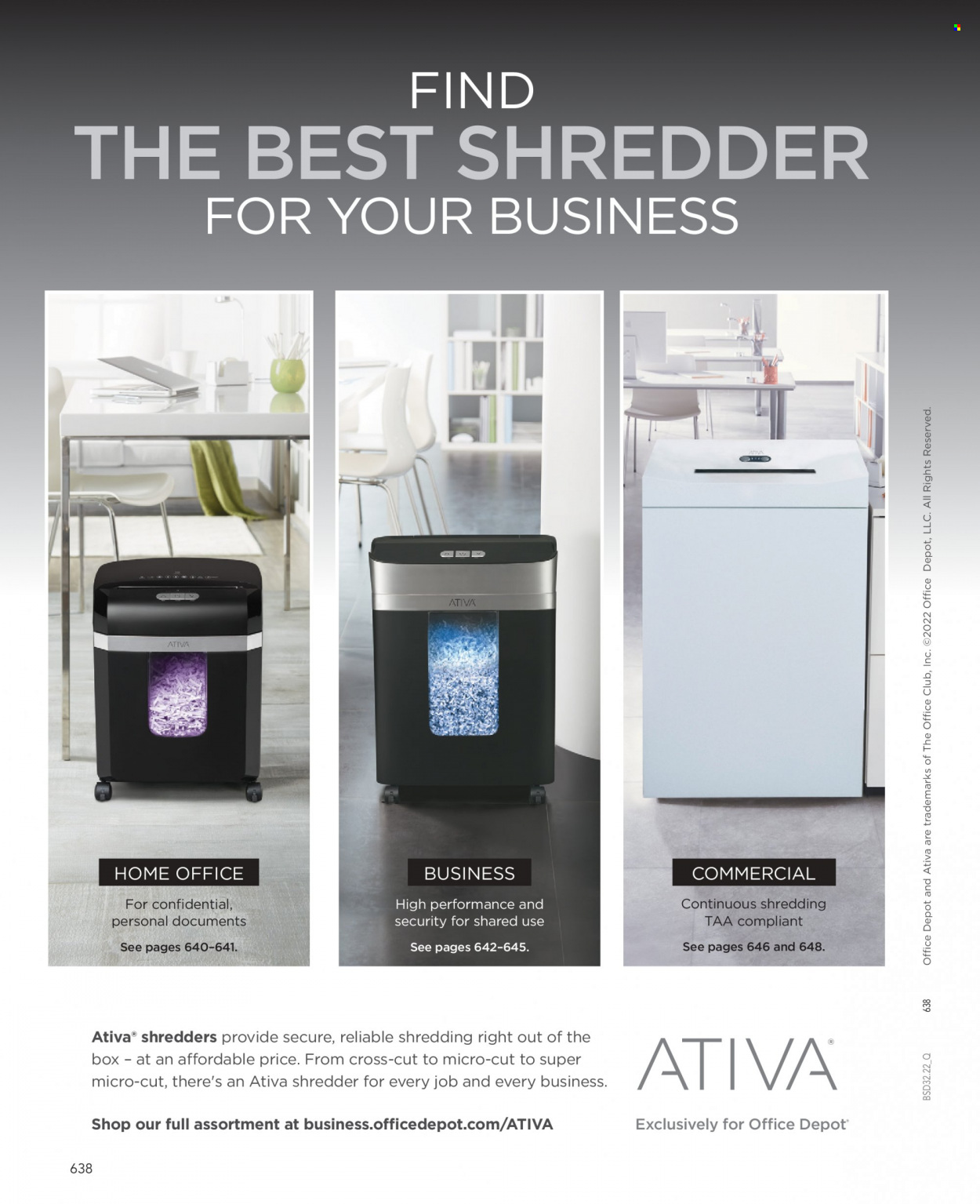 thumbnail - Office DEPOT Flyer - Sales products - shredder. Page 638.
