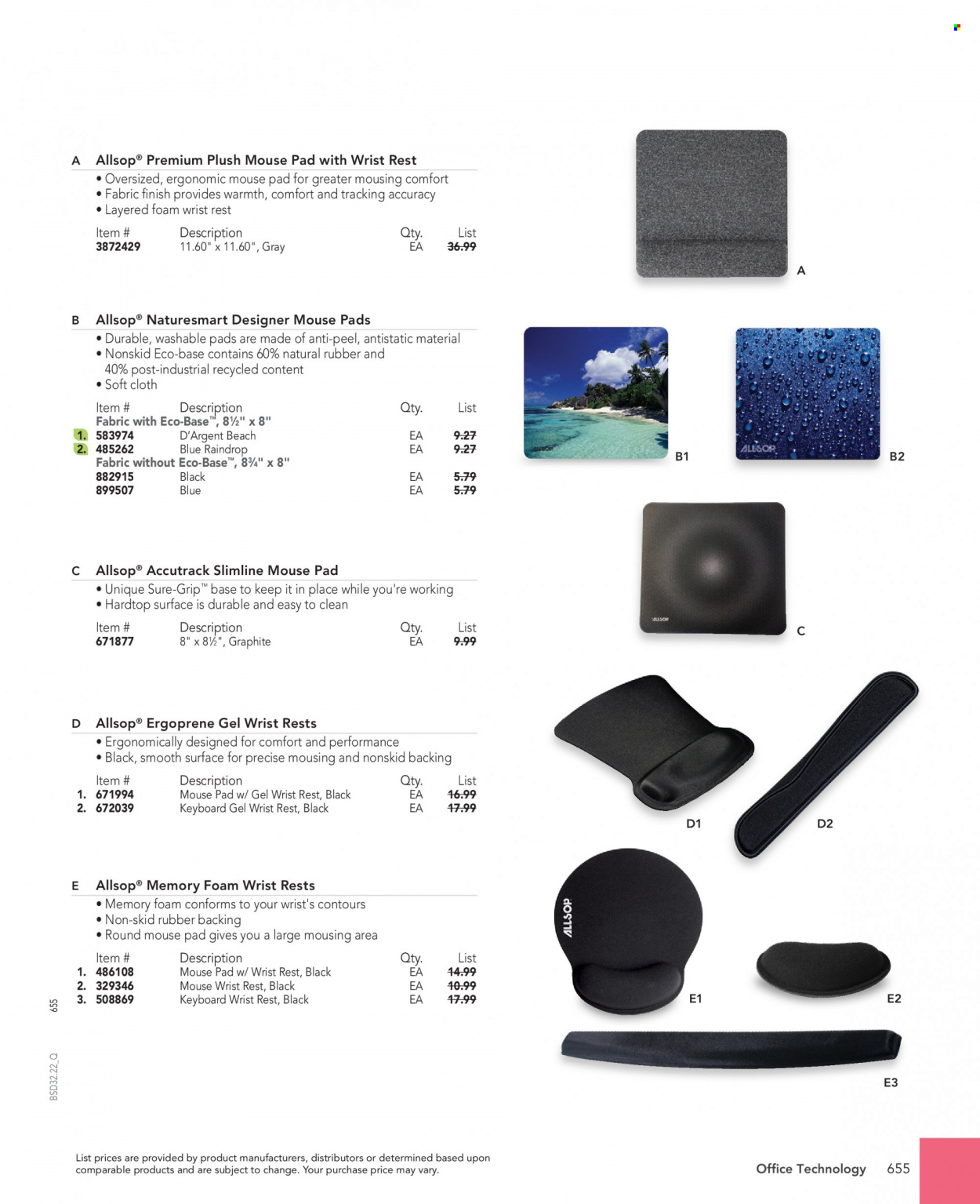 thumbnail - Office DEPOT Flyer - Sales products - eraser, mouse, keyboard, mouse pad. Page 655.