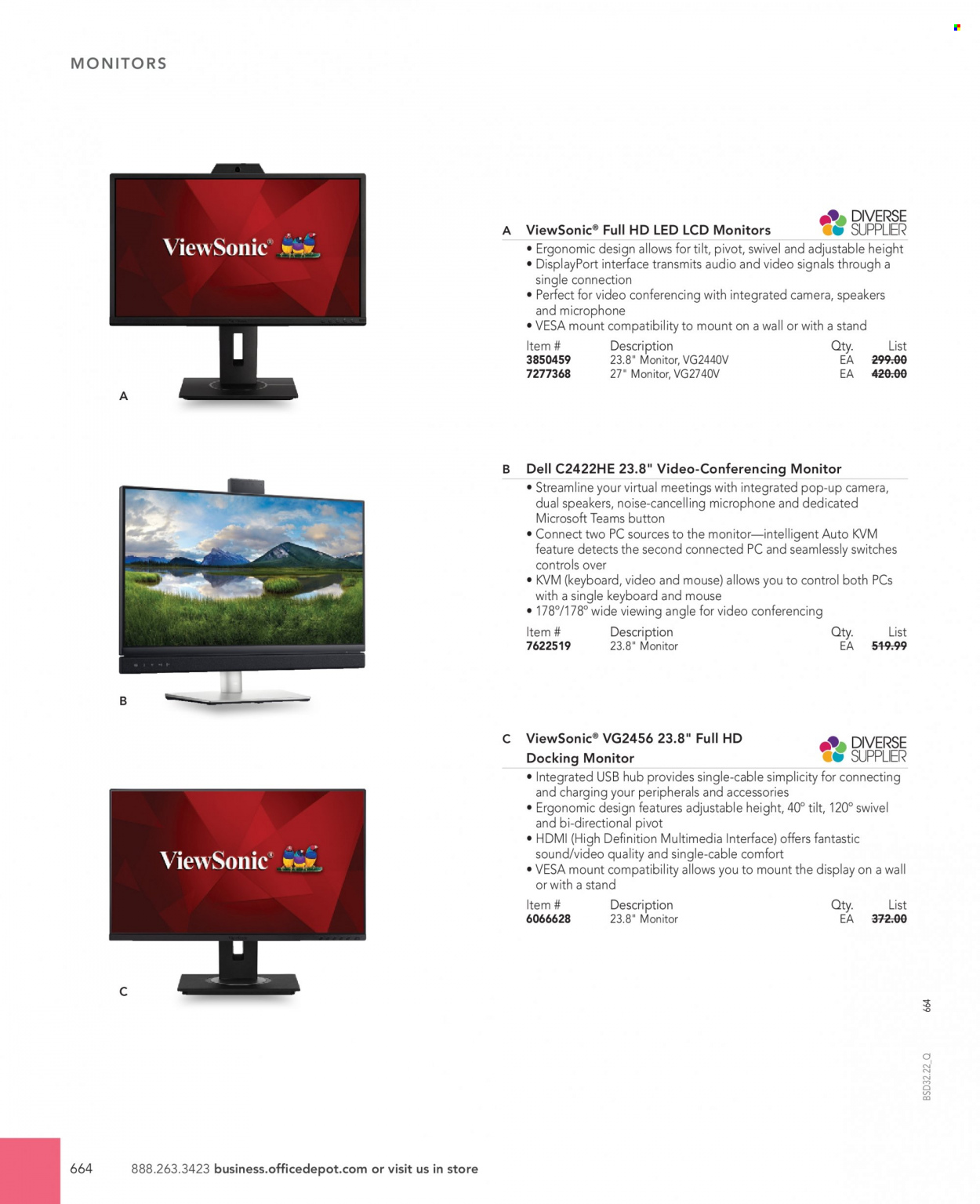 thumbnail - Office DEPOT Flyer - Sales products - Dell, mouse, keyboard, USB hub, speaker. Page 664.