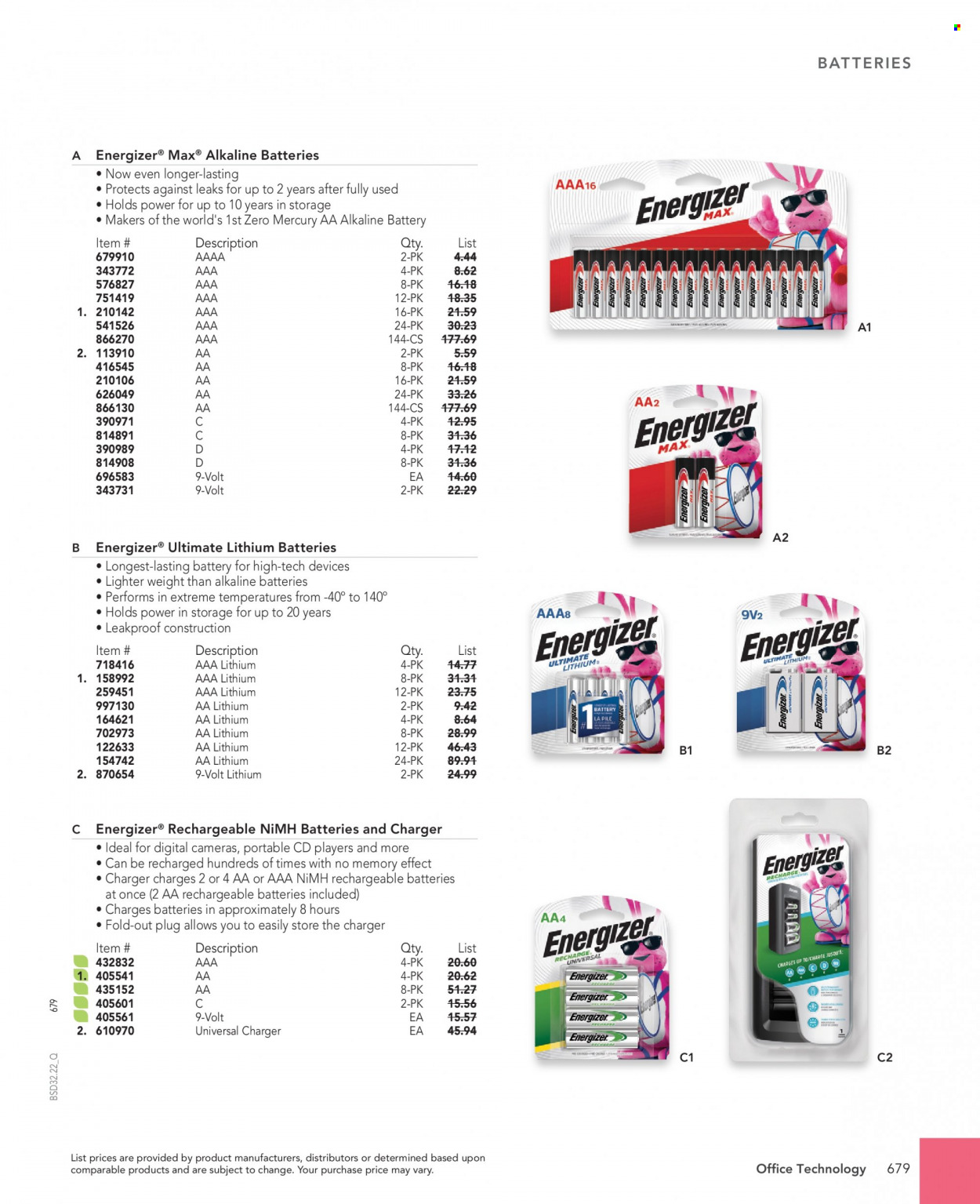 thumbnail - Office DEPOT Flyer - Sales products - Energizer, universal charger. Page 679.