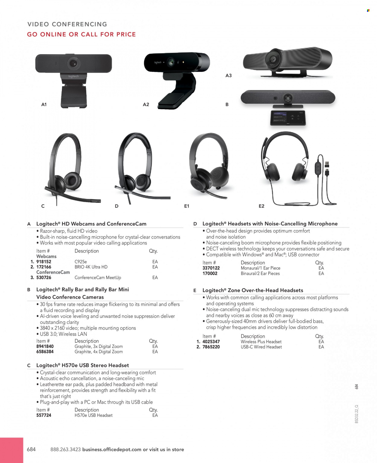thumbnail - Office DEPOT Flyer - Sales products - Sharp, Logitech, microphone, headset. Page 684.