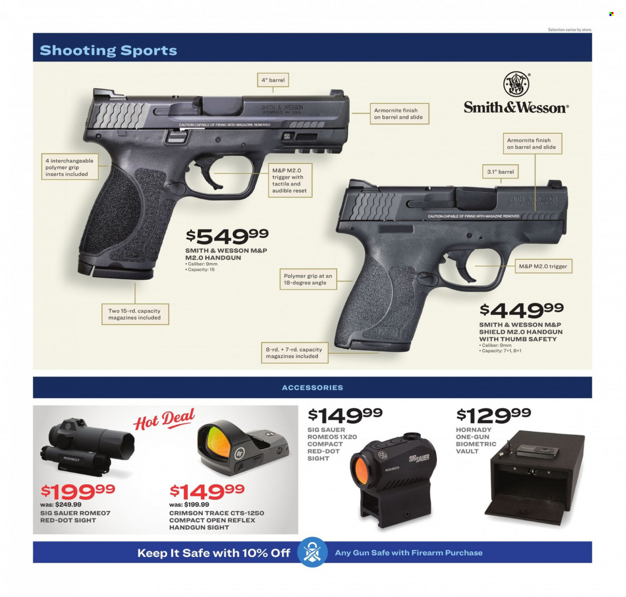 thumbnail - Academy Sports + Outdoors Flyer - 12/26/2021 - 01/02/2022 - Sales products - red dot sight, SIG Sauer, handgun, Smith & Wesson. Page 7.