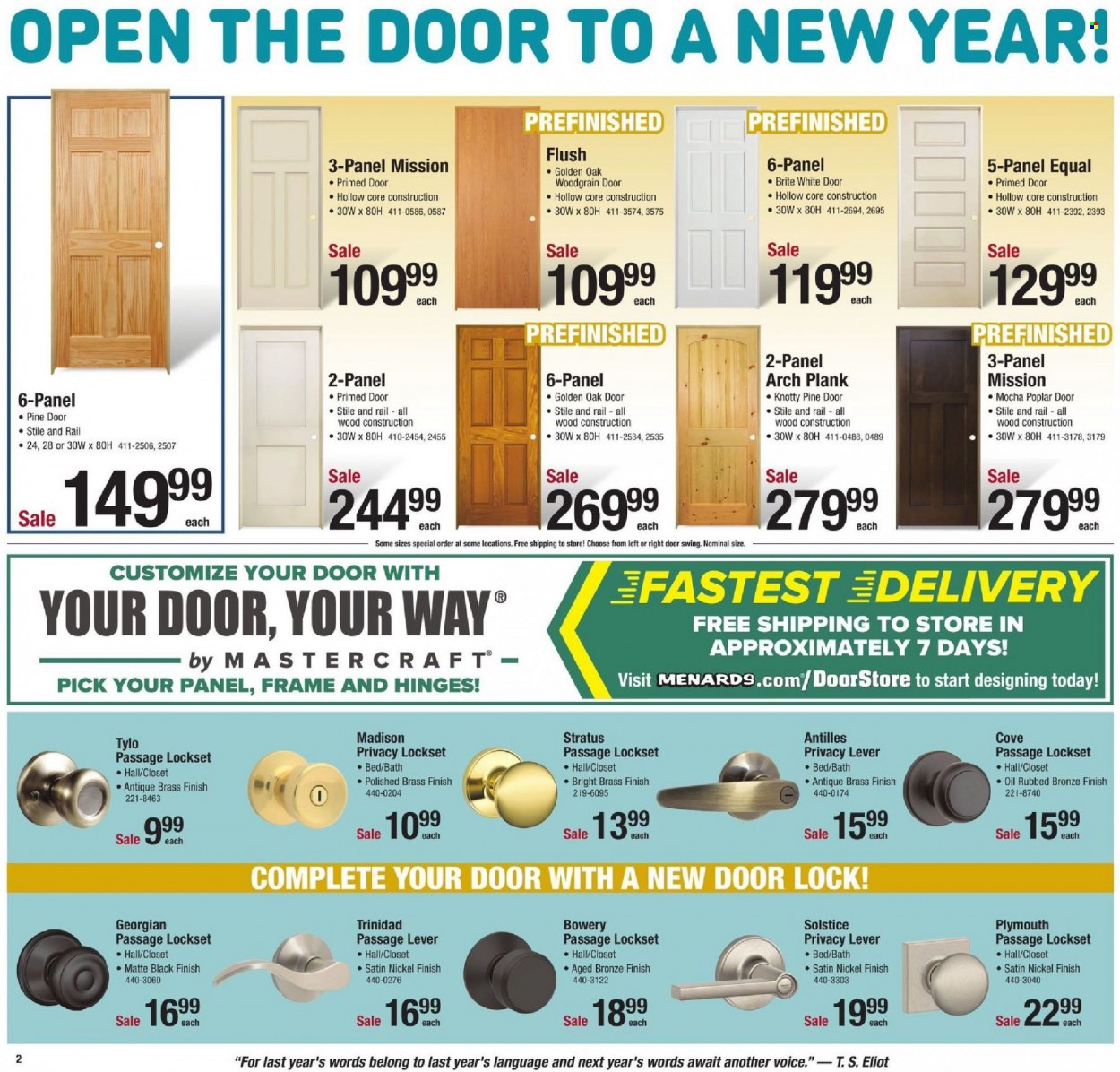 thumbnail - Menards Flyer - 12/25/2021 - 01/01/2022 - Sales products - oil, bed, closet system, lockset. Page 2.