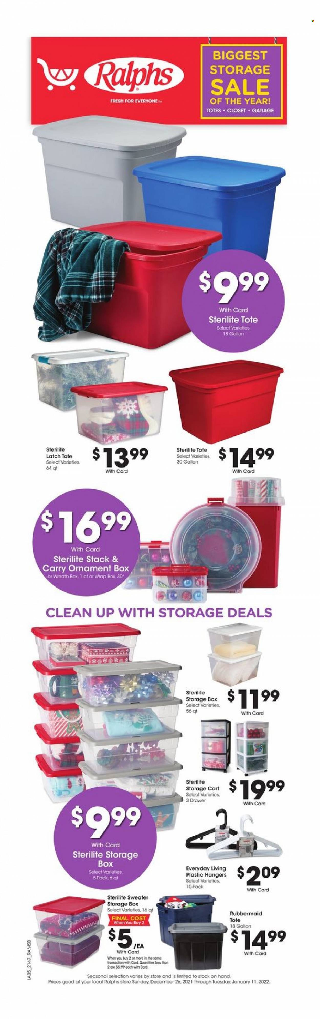 thumbnail - Ralphs Flyer - 12/26/2021 - 01/11/2022 - Sales products - storage box, tote, cart. Page 1.