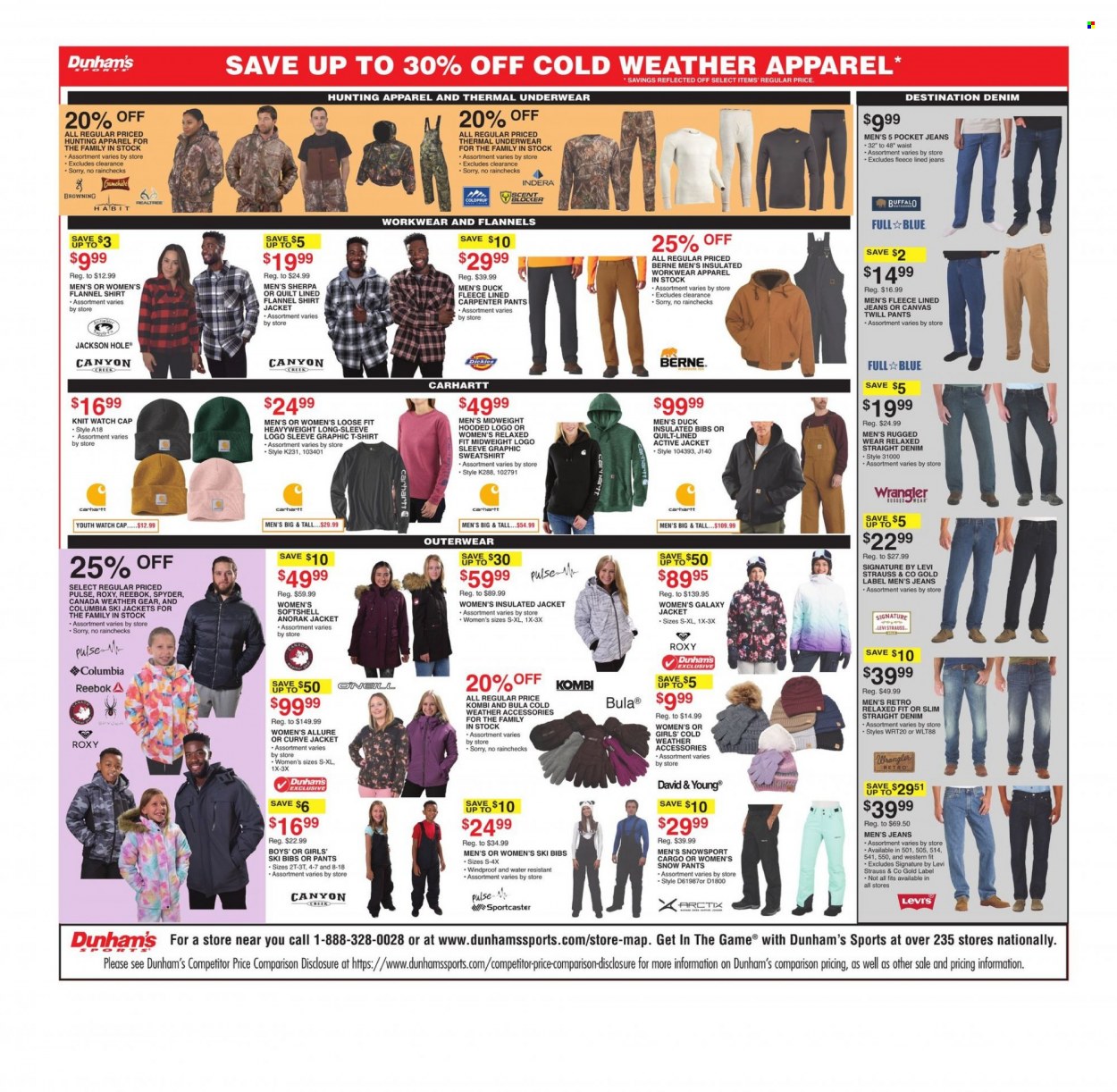 thumbnail - Dunham's Sports Flyer - 12/26/2021 - 12/30/2021 - Sales products - Columbia, Reebok, jacket, jeans, pants, flannel shirt, t-shirt, sweatshirt, watch, underwear. Page 3.