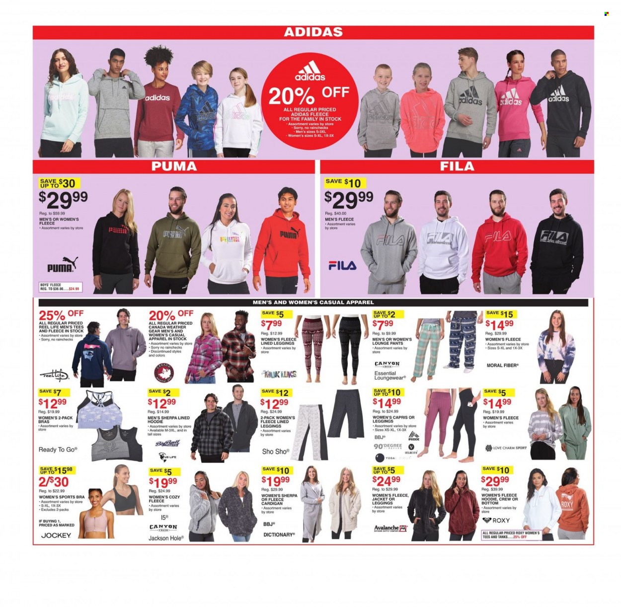 thumbnail - Dunham's Sports Flyer - 12/26/2021 - 12/30/2021 - Sales products - Adidas, Fila, Puma, jacket, Roxy, loungewear, pants, cardigan, hoodie, leggings, bra. Page 5.