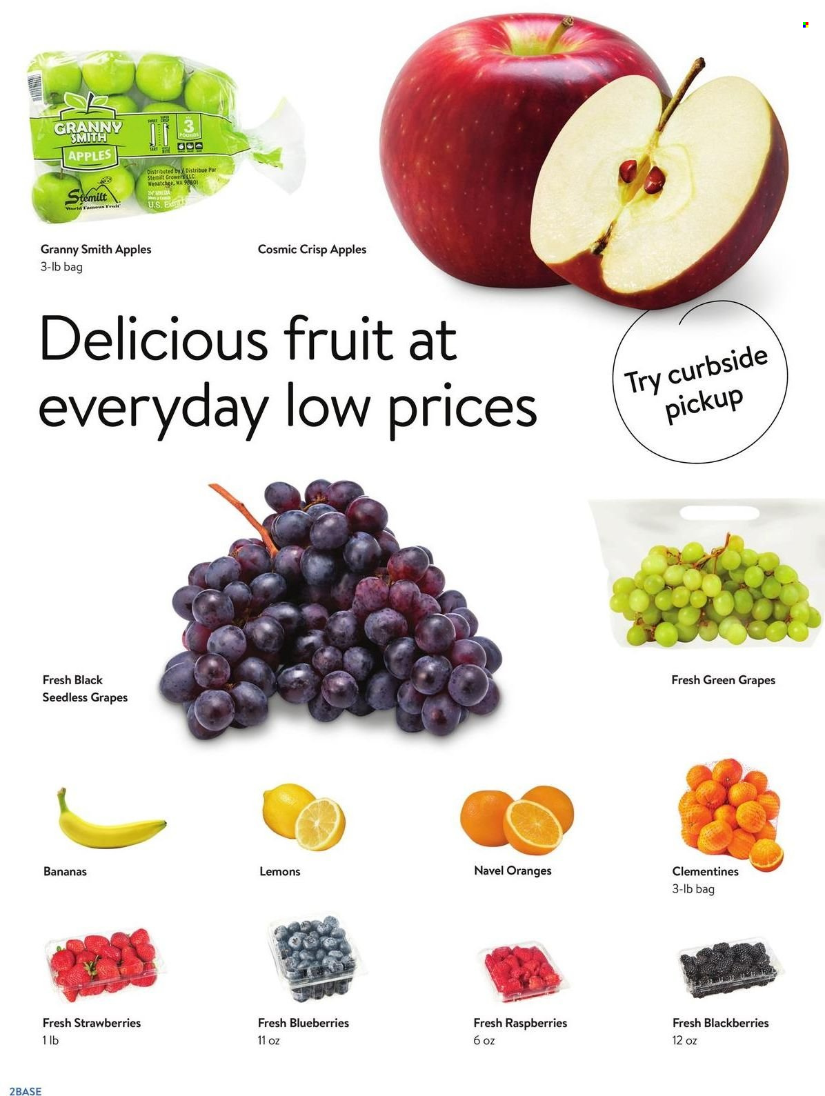 thumbnail - Walmart Flyer - 12/29/2021 - 02/01/2022 - Sales products - seedless grapes, apples, bananas, blackberries, blueberries, grapes, strawberries, oranges, Granny Smith, clementines, lemons, navel oranges. Page 2.