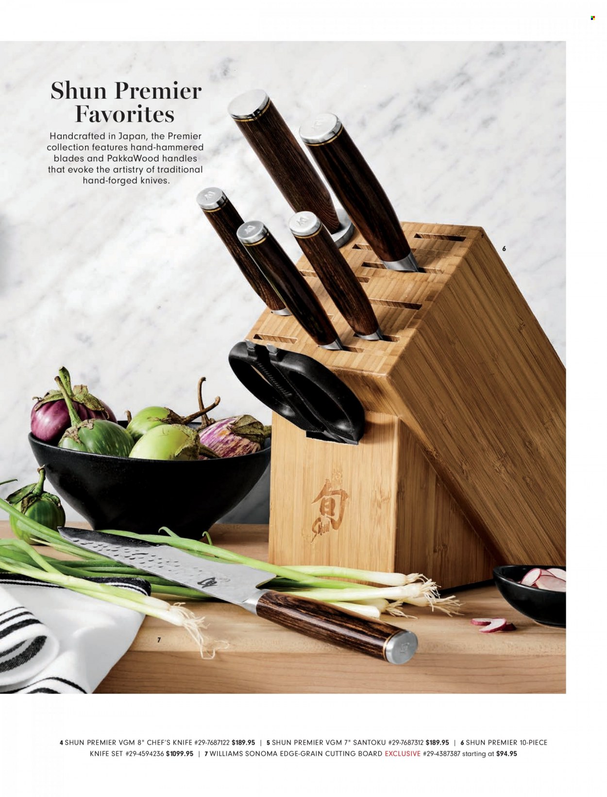 thumbnail - Williams-Sonoma Flyer - 12/29/2021 - 03/25/2022 - Sales products - knife, cutting board, chef’s knife. Page 15.
