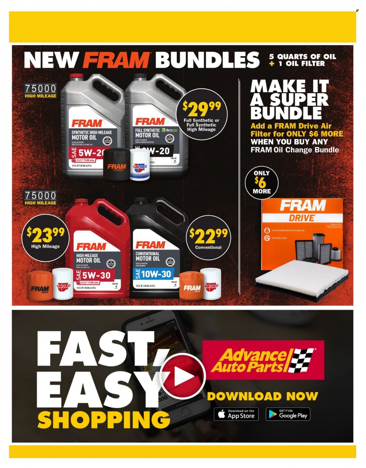 thumbnail - Advance Auto Parts Flyer - 12/30/2021 - 02/16/2022 - Sales products - air filter, oil filter, motor oil. Page 2.