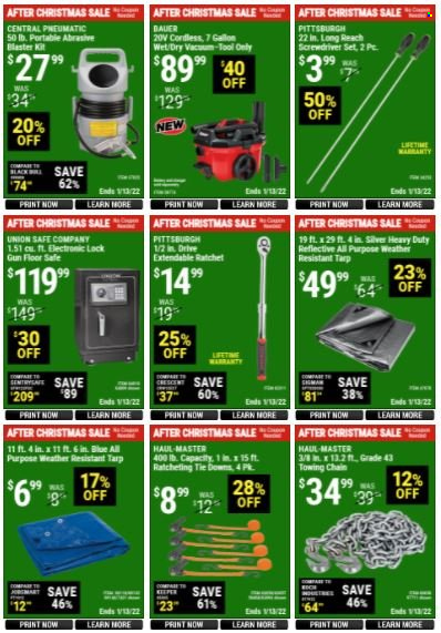 thumbnail - Harbor Freight Flyer - 12/30/2021 - 01/13/2022 - Sales products - gallon, vacuum cleaner, screwdriver, screwdriver set, central pneumatic. Page 11.