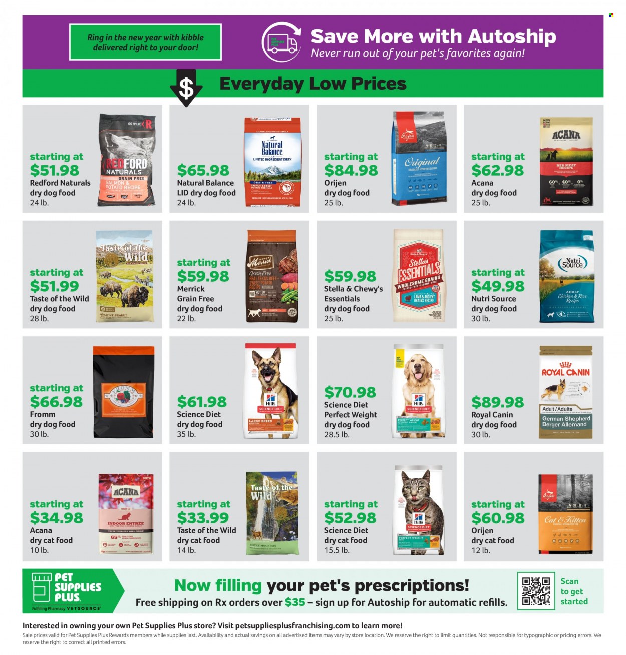 thumbnail - Pet Supplies Plus Flyer - 12/30/2021 - 01/26/2022 - Sales products - animal food, cat food, dog food, Redford Naturals, Royal Canin, Science Diet, dry dog food, dry cat food, Taste of the Wild, Stella & Chewy's, Merrick, Natural Balance. Page 8.