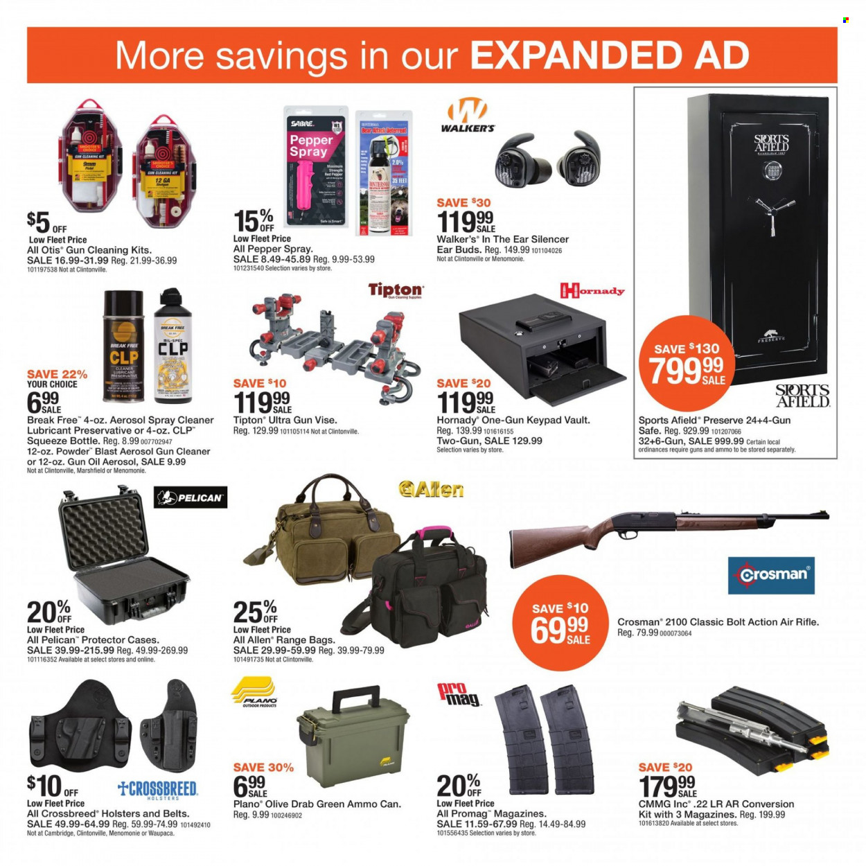 thumbnail - Fleet Farm Flyer - 12/31/2021 - 01/08/2022 - Sales products - oil, cleaner, lubricant, bag, pepper spray, gun vise, ammo can, ammo, gun safe. Page 7.