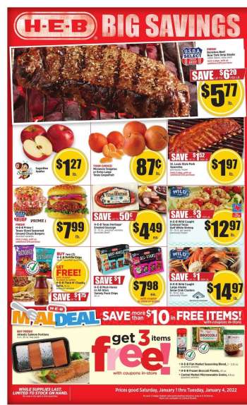 H-E-B Flyer - 01/01/2022 - 01/04/2022.