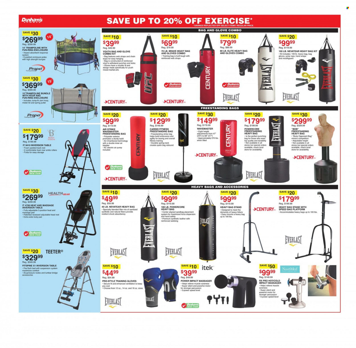 thumbnail - Dunham's Sports Flyer - 01/01/2022 - 01/06/2022 - Sales products - Everlast, heavy bag, boxing bag gloves, pump, trampoline. Page 2.