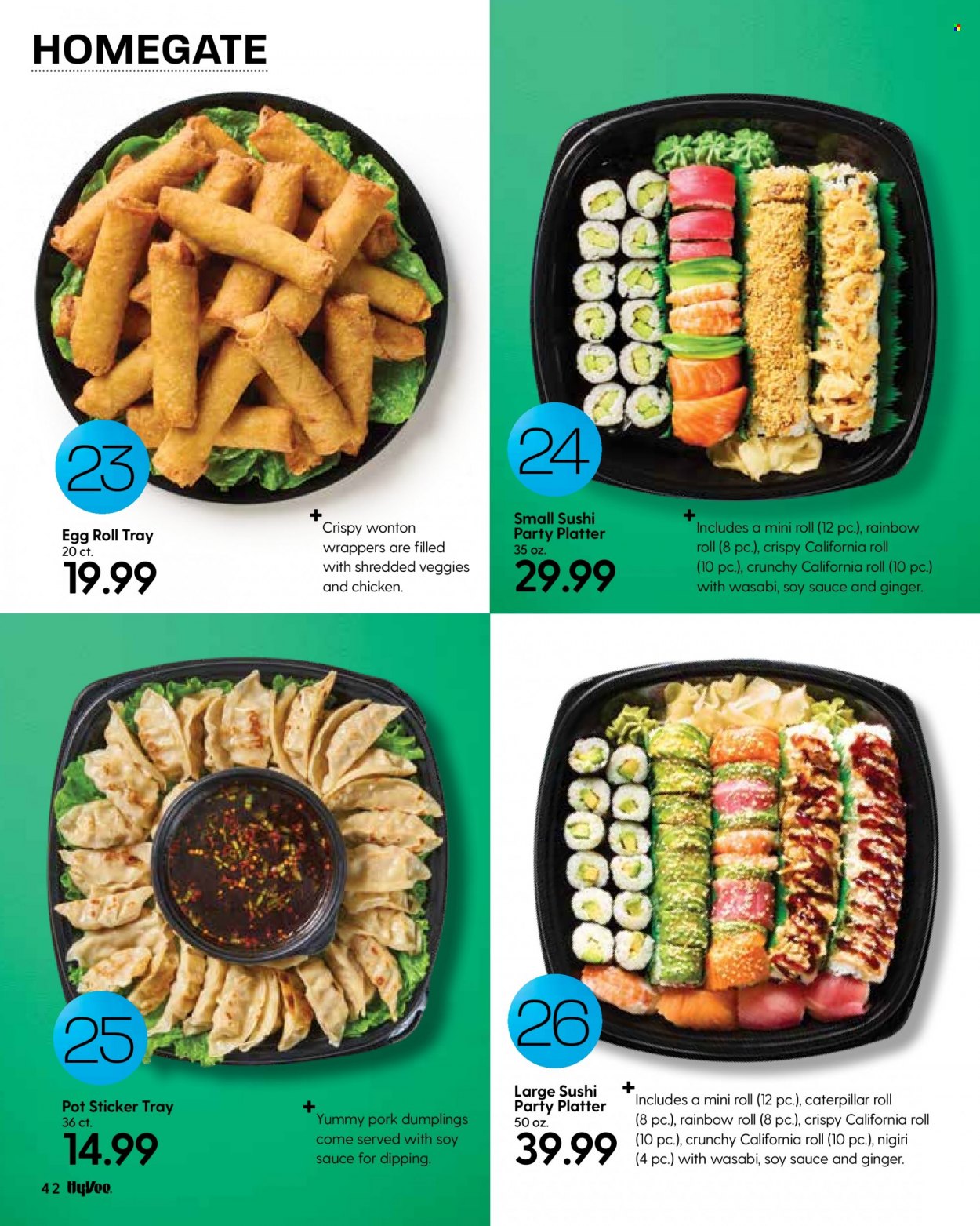 thumbnail - Hy-Vee Flyer - 01/01/2022 - 01/31/2022 - Sales products - ginger, egg rolls, dumplings, eggs, wasabi, soy sauce, pot, sticker. Page 44.