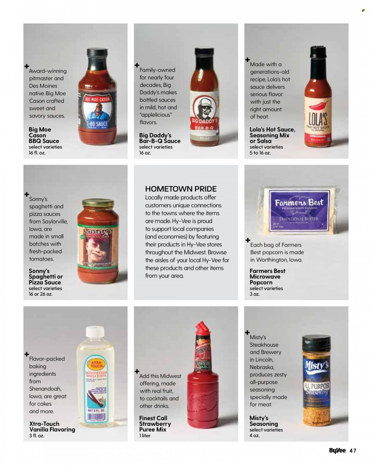 thumbnail - Hy-Vee Flyer - 01/01/2022 - 01/31/2022 - Sales products - cake, spaghetti, popcorn, spice, BBQ sauce, hot sauce, salsa, XTRA. Page 49.