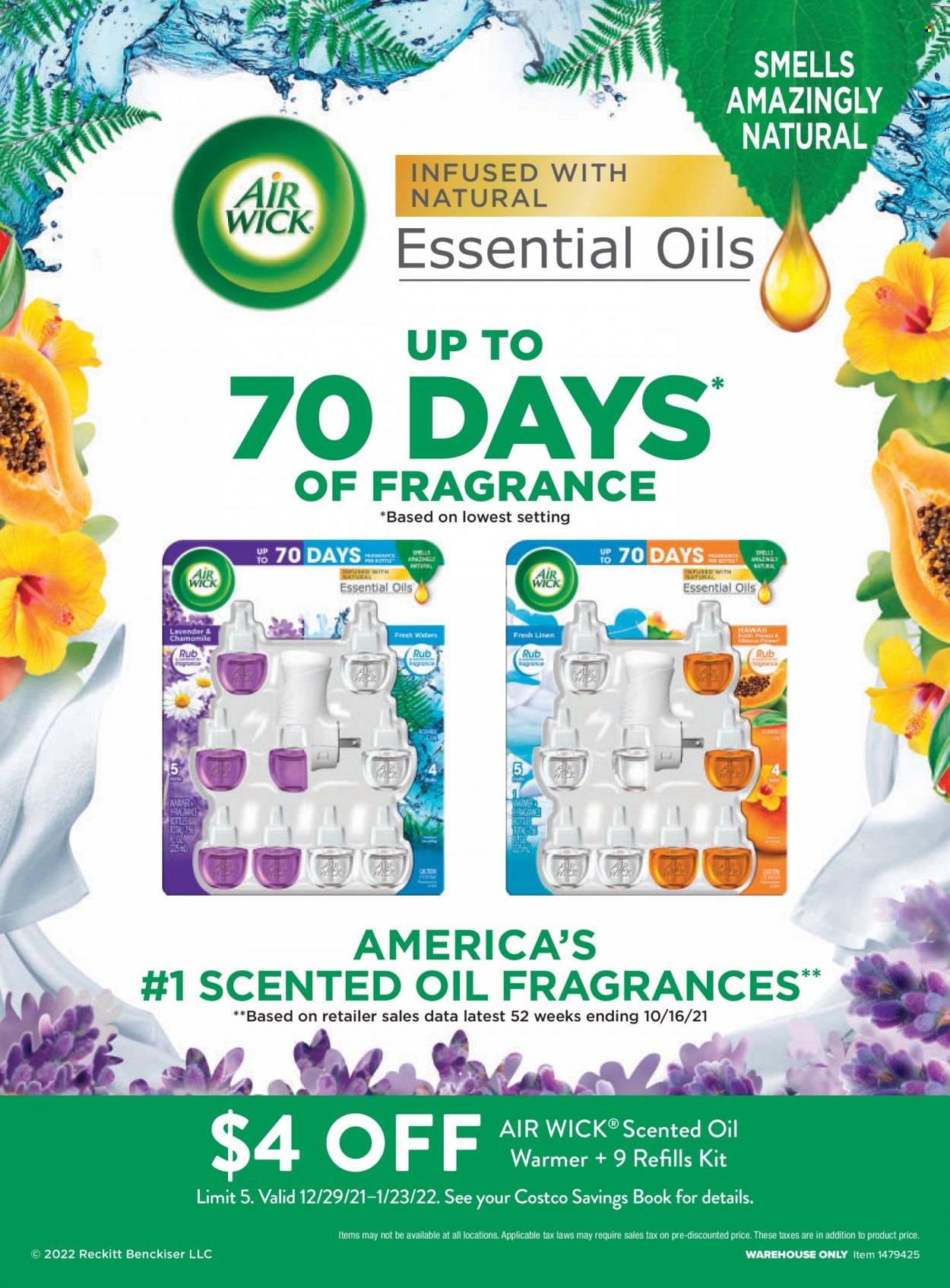 thumbnail - Costco Flyer - 01/01/2022 - 01/31/2022 - Sales products - oil, fragrance, Air Wick, scented oil, essential oils, book, linens. Page 86.