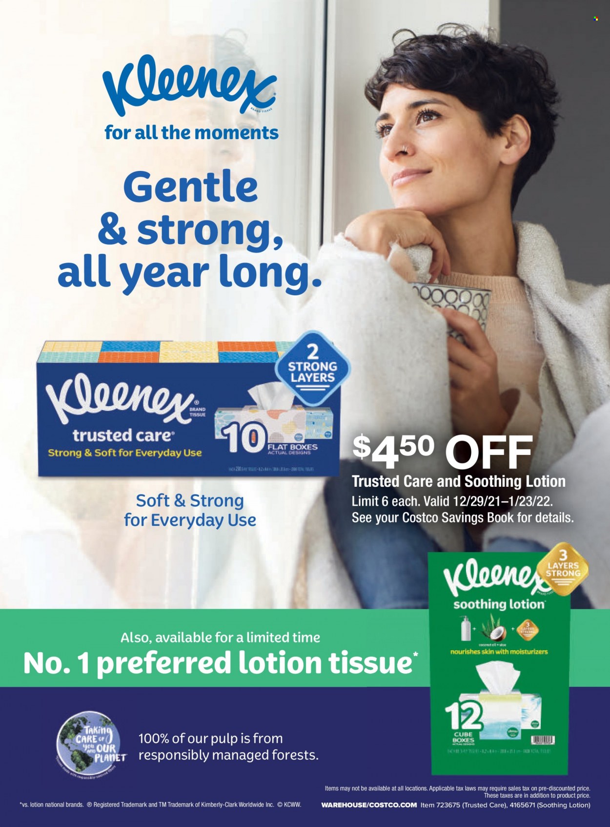 thumbnail - Costco Flyer - 01/01/2022 - 01/31/2022 - Sales products - Kleenex, tissues, body lotion, book, Moments, bra. Page 101.