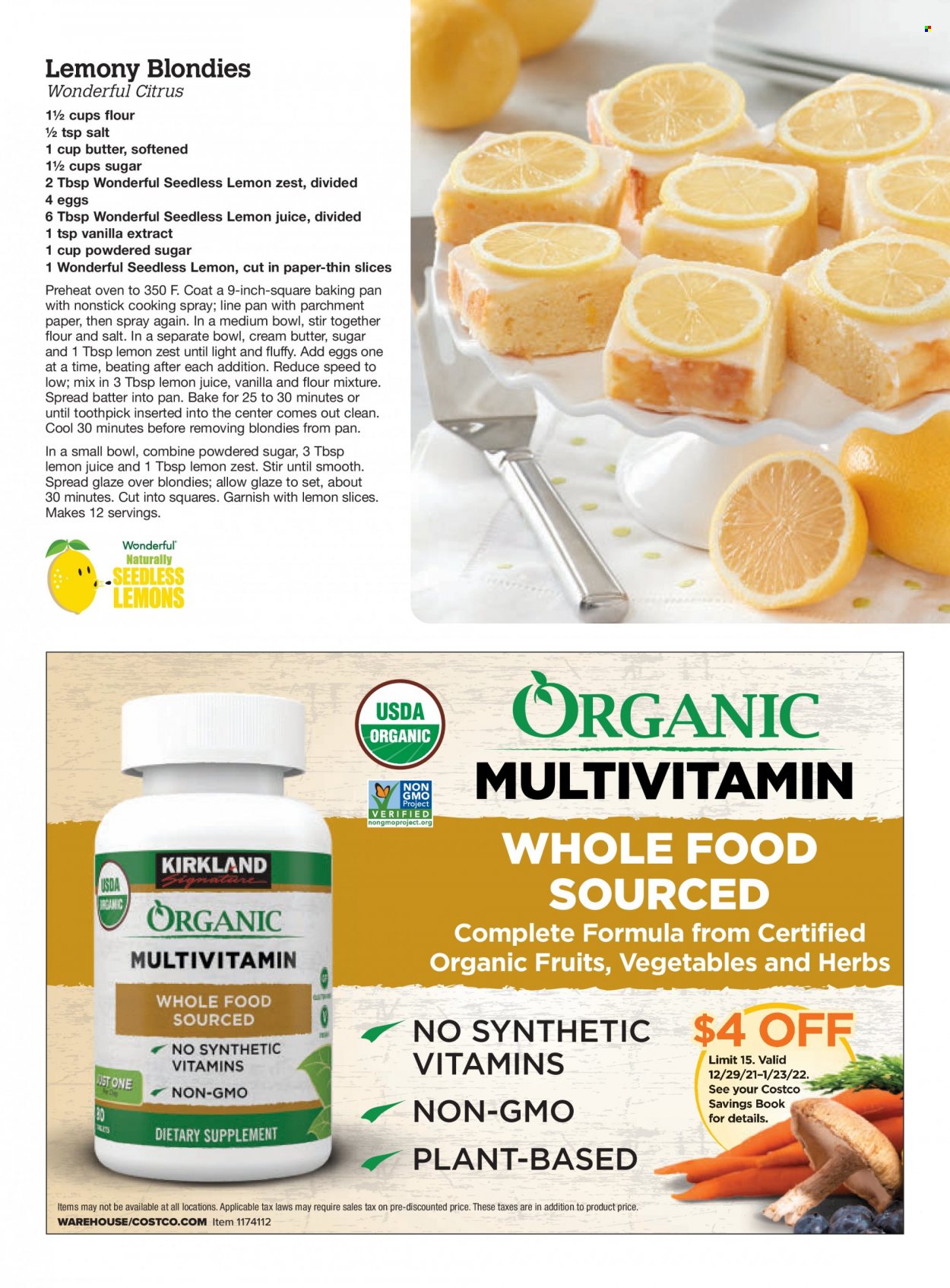 thumbnail - Costco Flyer - 01/01/2022 - 01/31/2022 - Sales products - eggs, icing sugar, vanilla extract, herbs, cooking spray, lemon juice, paper, book, oven, coat, multivitamin. Page 119.