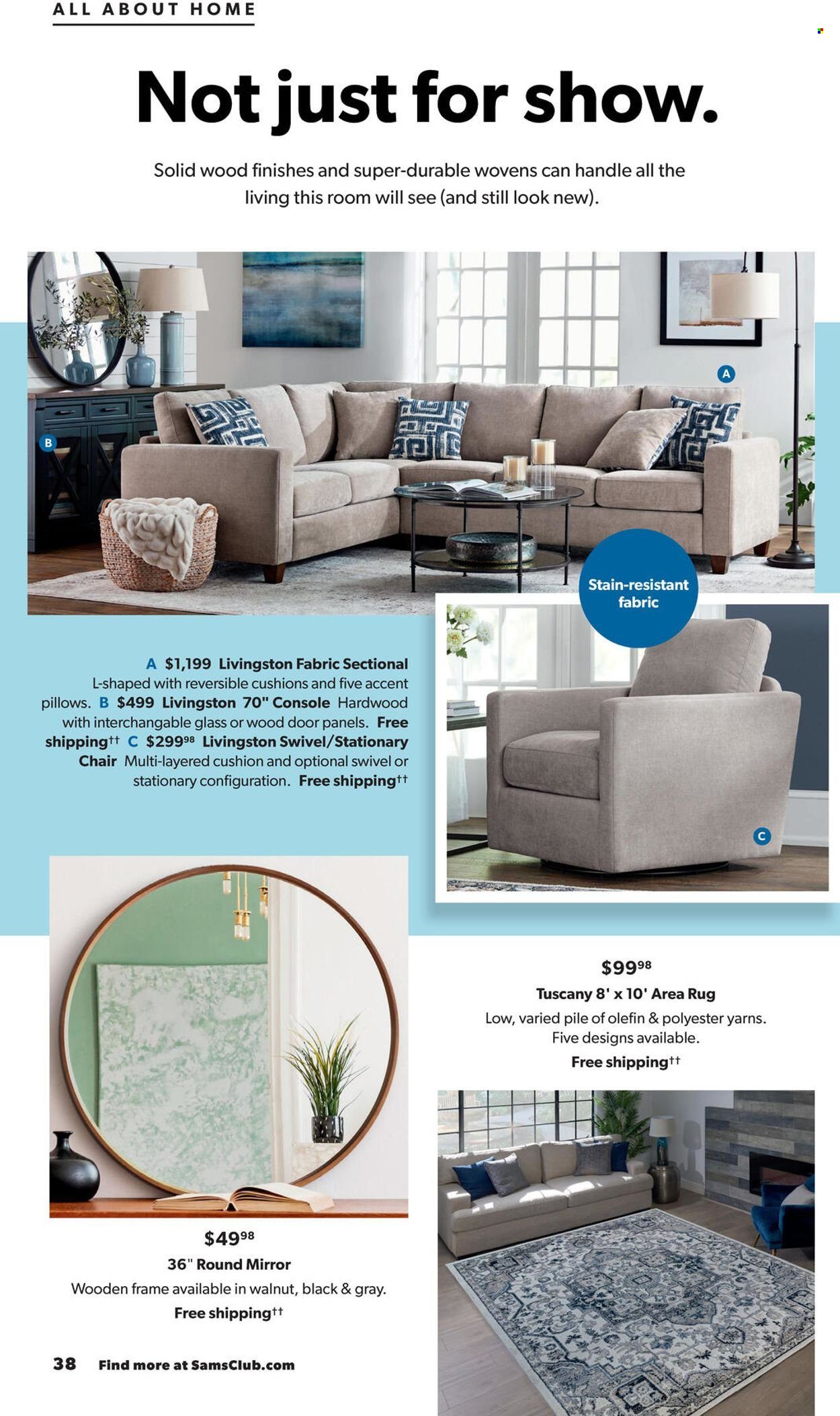 thumbnail - Sam's Club Flyer - 01/05/2022 - 01/31/2022 - Sales products - chair, cushion, mirror, pillow, rug, area rug. Page 38.