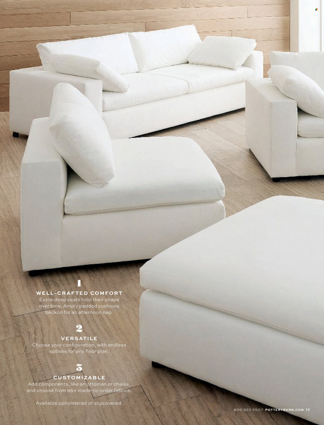 thumbnail - Pottery Barn Flyer - Sales products - ottoman, cushion. Page 17.