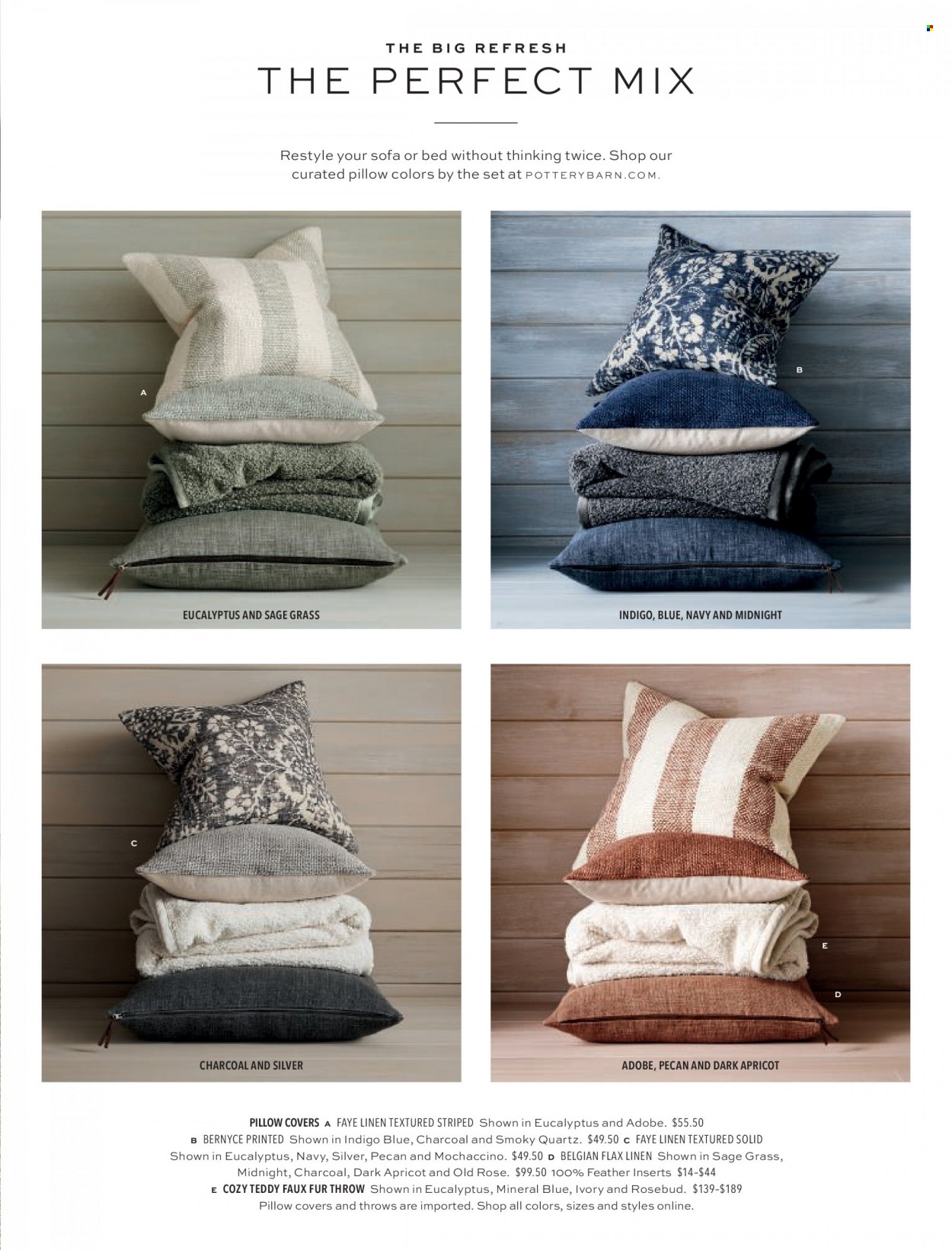 thumbnail - Pottery Barn Flyer - Sales products - sofa, bed, linens, pillow cover, rose. Page 21.