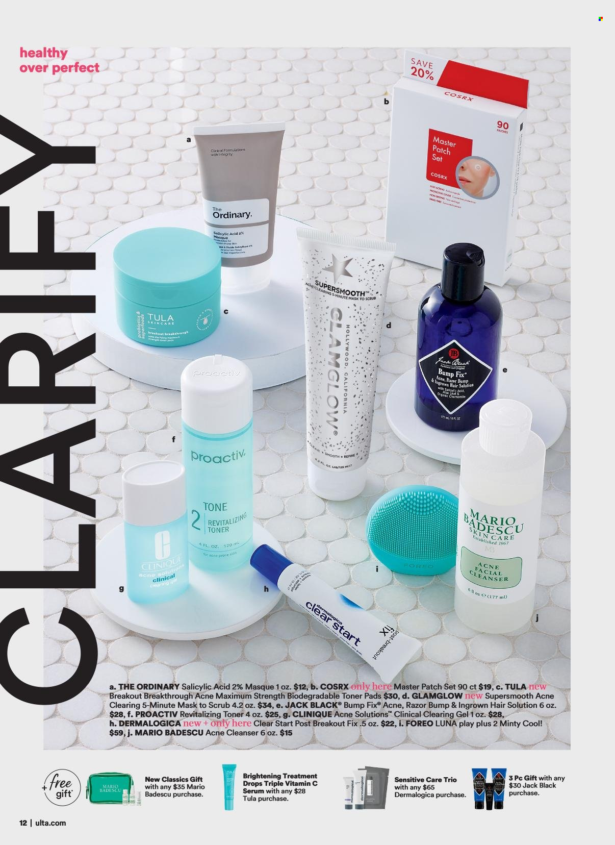thumbnail - Ulta Beauty Flyer - 01/02/2022 - 01/22/2022 - Sales products - cleanser, Clinique, serum, toner, The Ordinary. Page 12.