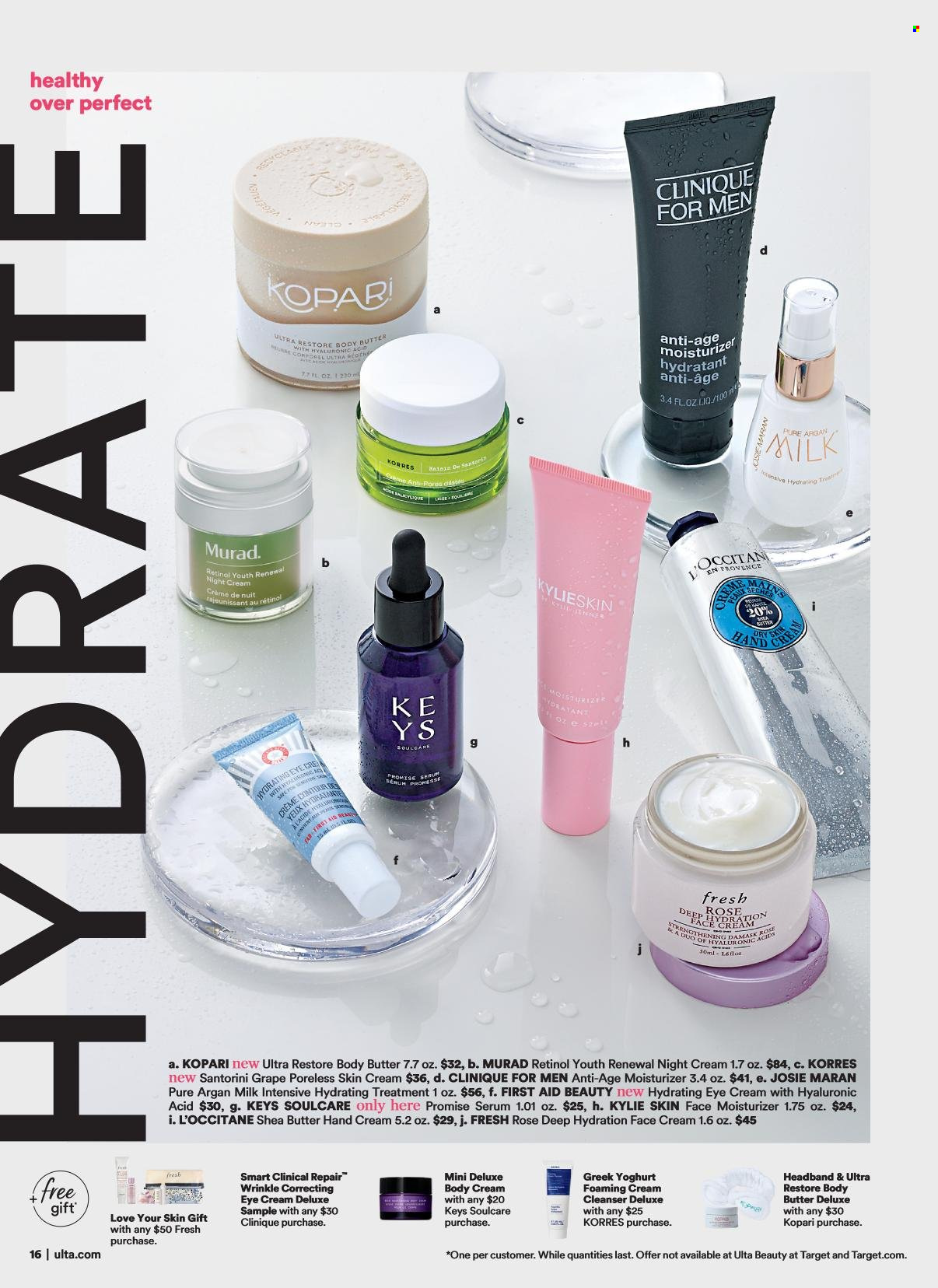 thumbnail - Ulta Beauty Flyer - 01/02/2022 - 01/22/2022 - Sales products - cleanser, Clinique, moisturizer, serum, night cream, face cream, eye cream, body butter, shea butter, hand cream. Page 16.
