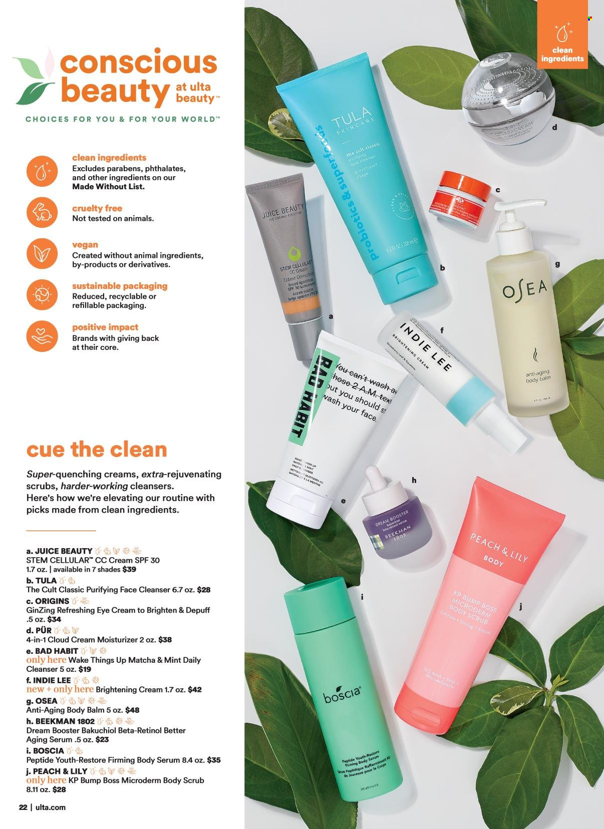 thumbnail - Ulta Beauty Flyer - 01/02/2022 - 01/22/2022 - Sales products - cleanser, moisturizer, serum, eye cream, body scrub, probiotics. Page 22.
