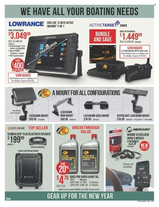 thumbnail - Bass Pro Shops Flyer - 01/06/2022 - 01/19/2022 - Sales products - Bass Pro, Lowrance, sonar. Page 4.